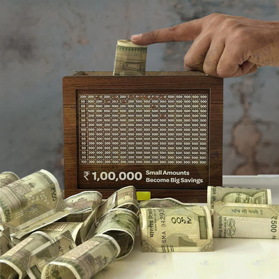 KVR CRAFT A sturdy wooden piggy bank to help you save effortlessly-M1 Coin Bank(Brown)