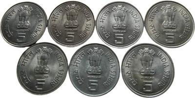 RB COINS 5 RUPEES COLLECTION PURPOSE 7 COIN Coin Bank(Grey)