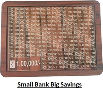 AJPRIME Wooden Money Saving Box | Counting target money box | Saving Coin Bank Coin Bank(Brown)