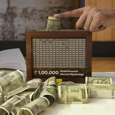 Awex The perfect wooden money-saving box for home or office use Coin Bank(Brown)