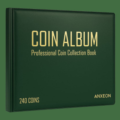 AnXeon 240 Pockets Coin Holder Collection Coin Storage Album Book for Collectors Coin Bank(Green)