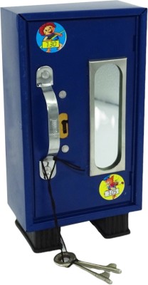 poksi piggy bank money bank for kids-boys and girls with lock and key-2 compartment Coin Bank(Blue)