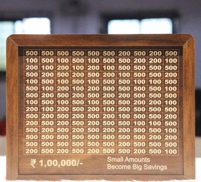Wooden Money Saving Box | Cash Saver Money Box with Counting Target Coin Bank(Brown)