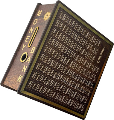 OG ENTERPRISE Wooden Money Saving Box Coin Bank(Brown)
