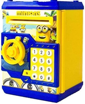Mira Farmcraft Money Safe ATM Kids Minnions Piggy Bank with Electronic Lock ATM with Password Coin Bank(Yellow)