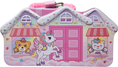 SAI SAMRUDH ENTERPRISES New House shaped Cartoon Metal Coin Bank(Pink)