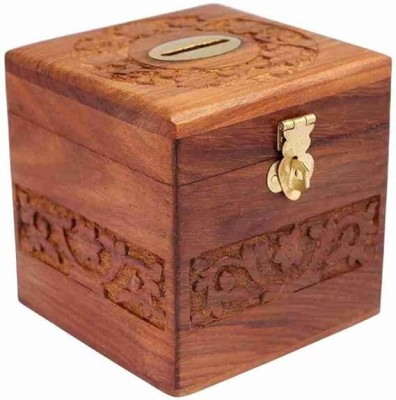 MUM JOISTER Wooden Coin Bank Coin Box Money Bank for Coins and Money for Kids Money Box Coin Bank(Brown)