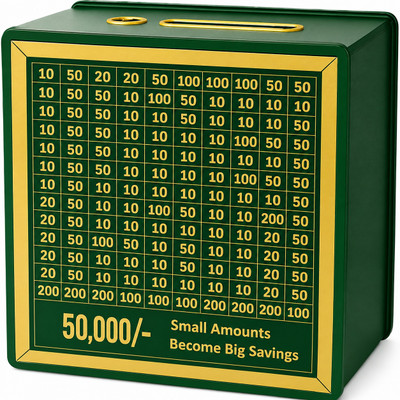 Rupe Trader Money Bank 50K for Money Saving – Wooden Savings Challenge Box with Goal Tracker Coin Bank(Green)