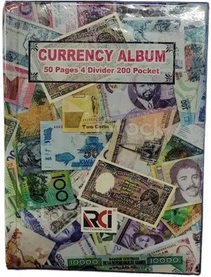 rci Currency Storage Album for Notes Collection - 200 Pocket 4 Divider Coin Bank(Multicolor)