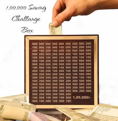 HOOTZILLA Wooden Money Saving Box – Handmade Durable Storage for Coins & Cash Coin Bank(Brown)