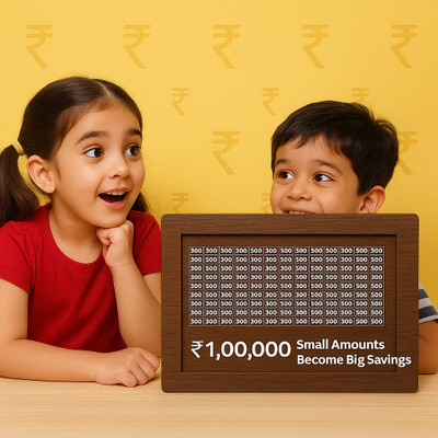 shivu craft Wooden Money Saving Box Cash Saver Money Box with Counting Target Coin Bank(Brown)