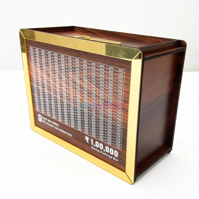 HOOTZILLA Wooden Money Saving Box |Counting Target Coin Bank (Brown) Coin Bank(Brown)