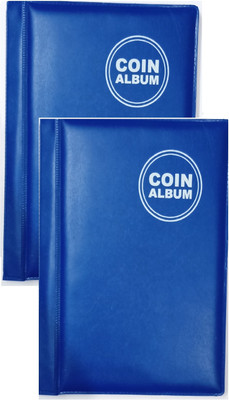 rci 2 PCS Set Coin Album Keeping 60 Coins collection Color BLUE Coin Bank(Blue)
