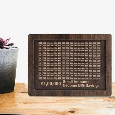 AAIKUI WOODEN PIGGY BANK / MONEY BANK / 1 LAKH SAVING MONEY BANK 001 Coin Bank(Brown)