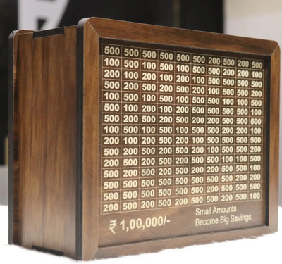 Kindly Wooden Money Saving Box | Cash Saver Money Box with Counting Target Coin Bank Coin Bank(Brown)