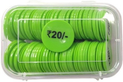 MOREL Green Plastic Round 20 RS Token Coin for Restaurants CANTIN MilkDairy |Total 100 Coin Bank(Green)