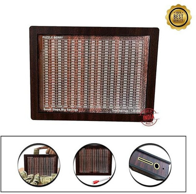 Miboo Stylish Wooden Piggy Bank with Tracker Coin Bank(Brown)