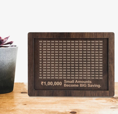 ASM Creation Wooden Money Saver Box Wooden Piggy Bank 100000 Money Bank Box Coin Bank(Brown)