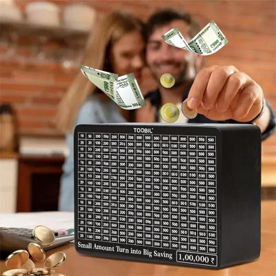 TOOBIL Money Saving Box | Counting target money box | Coin Bank(Black)