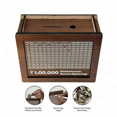 shivu craft Smart Money Box with Secure Lock Coin Bank(Brown)