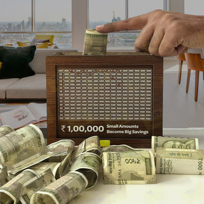 Awex Wooden savings holder with numerical marks Coin Bank(Brown)