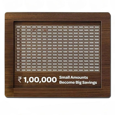 Sundhi Wooden Money Saving Box| Cash Saver Money Box with Counting Target|wooden Coin Bank(Brown)