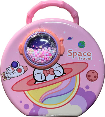 SAI SAMRUDH ENTERPRISES Space Travel Cartoon Metal Coin Bank(Pink)