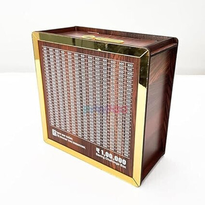 Adveriq New golden Frame Wooden Piggy Bank for Kids & Adults with Savings Tracker Coin Bank(Brown)