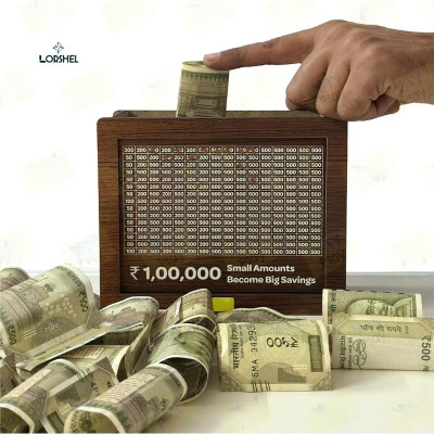 LORSHEL Piggy Bank 100000: Secure Savings Solution for Adults with High Goals Trend Coin Bank(Brown)