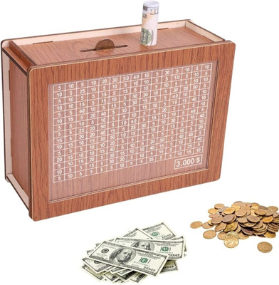 Impexlabh Secure Wooden Coin Bank for Easy Daily Money Savings Coin Bank(Brown)