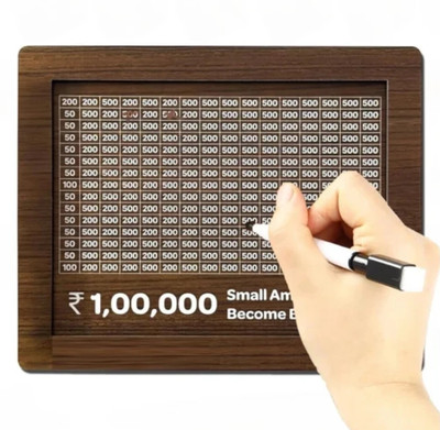 Miboo Coin Drop Wooden Money Bank with Printed Goal Coin Bank(Brown)