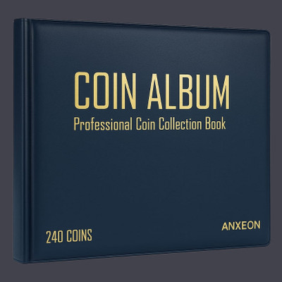 AnXeon 240 Pockets Coin Holder Collection Coin Storage Album Book for Collectors Coin Bank(Blue)