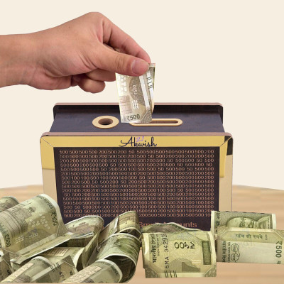 JSG money saver box | Wooden Money Saving Box with Counting Target kids piggy bank Coin Bank(Brown)