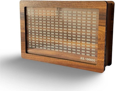 HouseofAD Wooden Money Saving Box | Counting target money box Coin Bank(Brown)