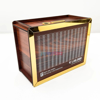 Impexlabh Wooden Cash Saver Money Box with Counting Target Coin Bank Coin Bank Coin Bank Coin Bank(Brown)