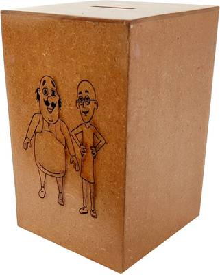 VANIYA CRAFTS MDF Motu and Patlu Money Bank / Coin Box / Gullak for Kids / Children and Adults Coin Bank