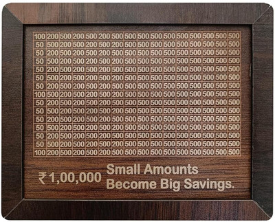 Glory enterprises Wooden 1 lakh Money Saving Box with Number Tracker with Secure Lock System Coin Bank(Brown)