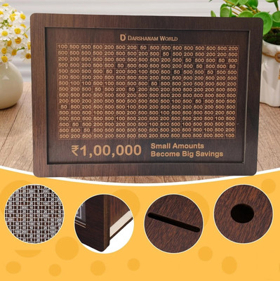 DARSHANAM WORLD WOODEN MONEY SAVER BOX Coin Bank(Brown)