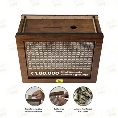 Shivucrafts Secure Wooden Box for Smart Saving Coin Bank(Brown)