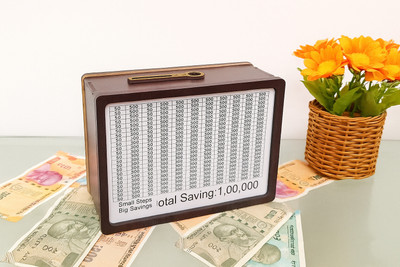 GMD Rustic Wooden Money Box for Goal-Oriented Savings Coin Bank(White)