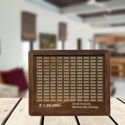 XORTIC Wooden Box with Rupee Milestone for Gifting Coin Bank(Brown)