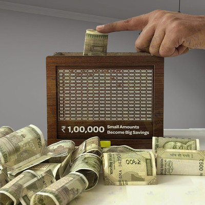 KVR CRAFT Count-marked wooden money-saving container-M1 Coin Bank(Brown)