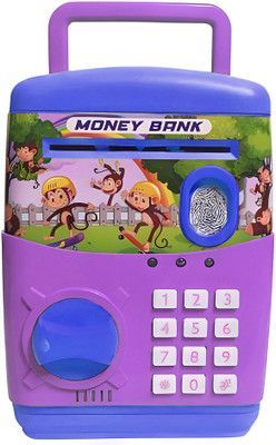 RAINBOW RIDERS ATM Money Safe Bank with Finger Print and Electronic Lock Sensor Piggy Savings Coin Bank(Purple)