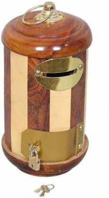 ZUHAIB CRAFTED LEGACY Wodden Money bank coin bank saving box 453 Coin Bank(Brown)