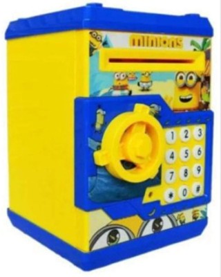 NIYAMAT Finger Print Money Safe Atm Kids Piggy Savings Atm With Password Coin Bank(Yellow)