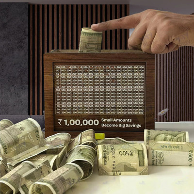 KVR CRAFT Wooden money box with pre-marked count system-M1 Coin Bank(Brown)