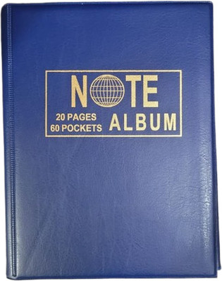 rci Currency Album for Notes Collection 1 Pcs - (60 Pocket 3 Divider) Coin Bank(Blue)