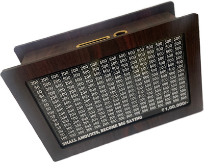 Ziyo Crafts Wooden Gullak Money Saving Box | Cash Saver Money Box with Counting Target Coin Bank(Brown)