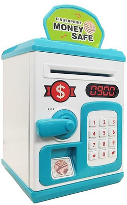 Aganta Money Safe Piggy Bank Toy for Kids with Number Password Touch Finger. Coin Bank(Blue)