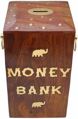 ZUHAIB CRAFTED LEGACY Wodden Money bank coin bank saving box 457 Coin Bank(Brown)